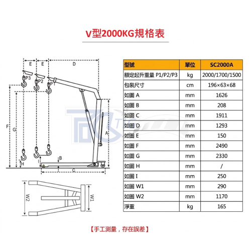 TIG啟思工業 歐式重型單臂吊架 V型 500KG-2000KG 折疊吊架